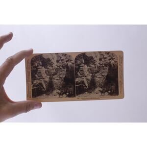 Climbing up the steep Zig-Zig trail, Stereograph Photographic Print, Stereo Card